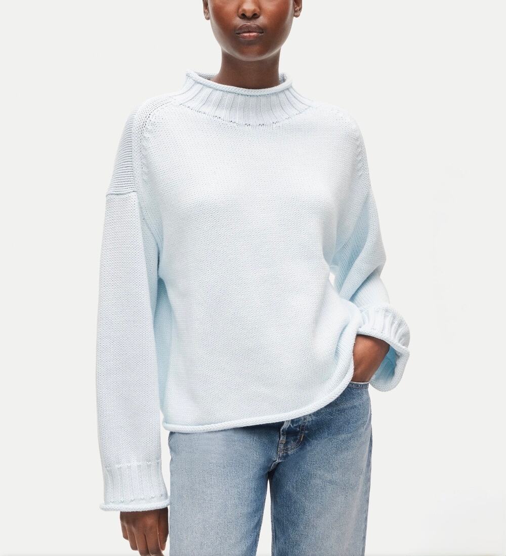 J.Crew 2025 Rollneck Sweater Sheer Blue Size Large NWT